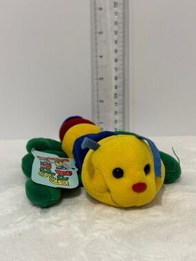 Vintage Plush Creations Caterpillar plush Carrie NWTS Bean Bag Yellow Royal Blue